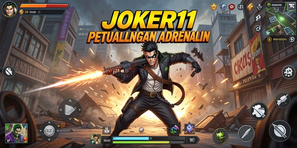 Screenshot gameplay mendebarkan dari JOKER11 dengan aksi intens.
