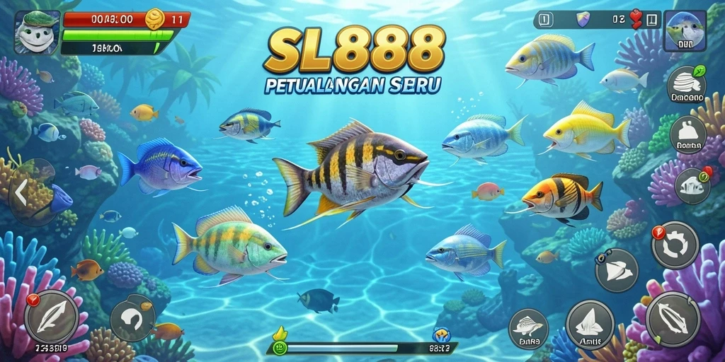 Gameplay SL888 yang seru dan mengasyikkan saat menembak ikan.